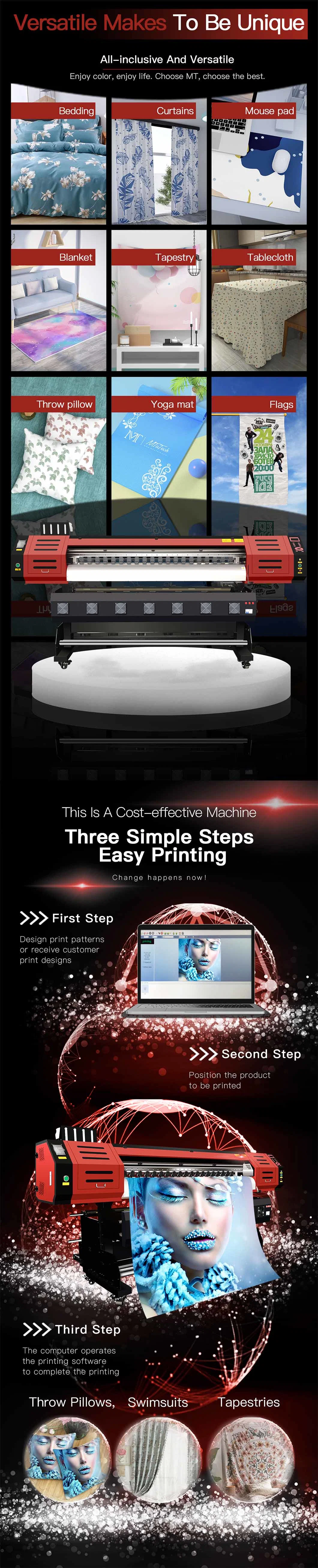 Wholesale Price Large Format Reactive Textile Printing Machine Mt 1.8/3.2 Meters Sublimation Digital Printer Mt-Dpi3200
